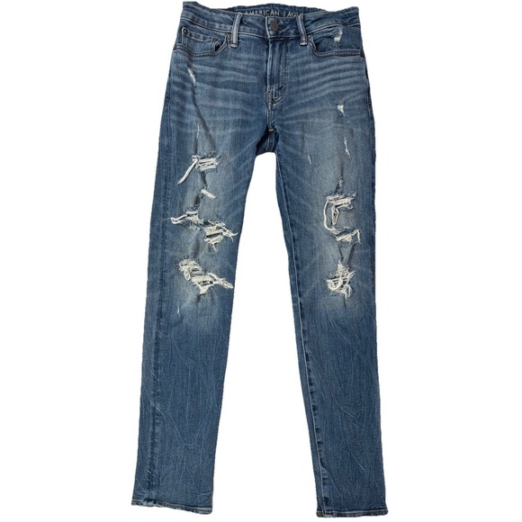 American Eagle Outfitters Other - American Eagle Men's Distressed Slim Jeans 28x32 Actual 28x27.5 Mid Rise & Rippe